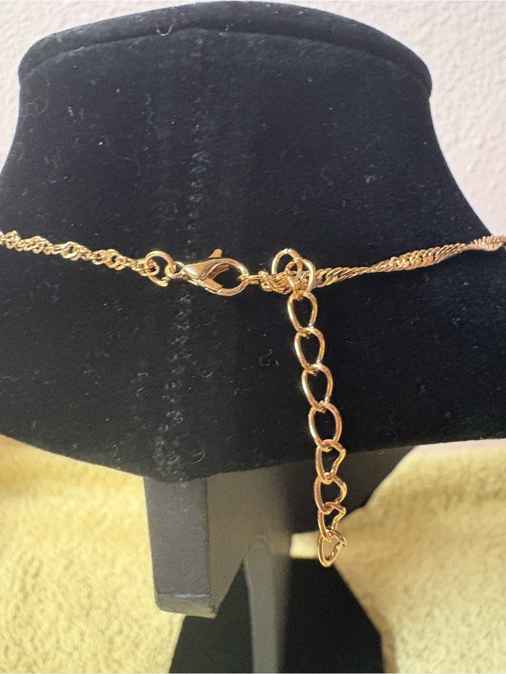 Gold Tone Double Heart Rhinestone Pendant Necklace - Picture 3 of 5